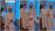 "I even carry my husband": Nigerian lady takes Oyinbo hubby to cele church, video shows them in white garments