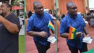 "We enter without visa": Nigerian man celebrates as he becomes citizen of Ghana, waves Ghanaian flag