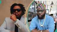 Olamide slams Opeyemi as he advises him on how to hold champagne flute: “E dey correct him helper”