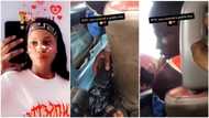 Man with small phone begs for lady's number, stretches his device towards her, she leaks his video