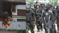 Breaking: Apprehension as hoodlums set police station on fire in Lagos (photo, video)