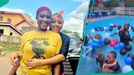 Regina Daniels, Mercy Johnson fling wigs, jump into pool during rain party: “The life Judy wants”