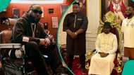 Davido visits Olu of Warri's palace, jabs at Wizkid in speech: "I come from very respectful family"