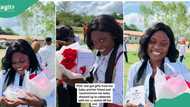 “You fit surprise me too”: Young lady receives gift from lover, he shows up at her school