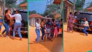 Lady Returns from Europe after 18 years, family members celebrate, jump happily