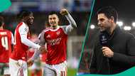 Mikel Arteta reacts after Arsenal maintain Champions League winning streak