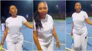 New mum Regina Daniel serves body goals as she shares lovely video of her playing tennis at midnight