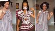 "I'm speechless": Creative Nigerian lady makes short dress with many whot, flaunts it in stunning video