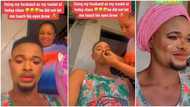 "Pretty man": Nigerian lady applies makeup on her husband's face, shows off his transformation online