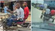 It has open roof: Two young Nigerians construct 'Lamborghini', drive around town in video, people react