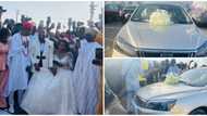 Sweet moment comedian Arole and wife were surprised with brand new car gift at their white wedding ceremony