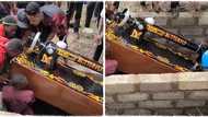 "Chief tailor": Dead person buried with coffin in shape of sewing machine, video goes viral on TikTok