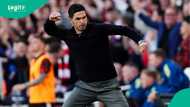 Mikel Arteta reacts after Arsenal beat Newcastle to return to top of Premier League table