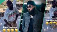 Rare clip of Davido on his knees and asked to raise up his hands like primary 2 student goes viral