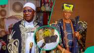 Moment Oba spat alcohol on man receiving chieftaincy title at Iba land palace trends