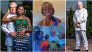 Age is just a number: Beautiful lady marries old oyinbo man in cute video, many people react