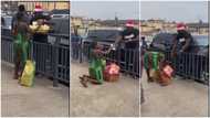 Heart of gold! This man 'bought' all the oranges of this pregnant woman, gave her basket full of goodies, money for Christmas, Nigerians react (see video)