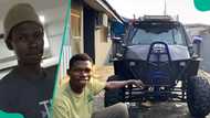 Young Nigerian man shows off car he built from scratch, gives it unique name, many hail him