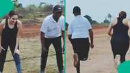 Ned Nwoko and Moroccan wife Laila Charani engage in 100m race, politician's speed wows many