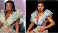Xtrabrides belles: Ini Edo, Tacha rock similar dresses in two different styles