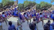 "I be man, I no fit do 20": Lady in NYSC uniform raises ball effortlessly, students cheer and clap in Video