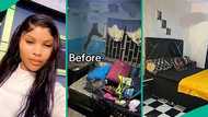 Nigerian lady transforms mother's old room, shows off new look, people praise her