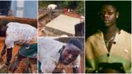 Ikorodu bricklayer celebrates being the one to cement Mohbad's grave, Nigerians react to video