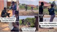 "So you fit run": Nigerian lady takes to her heels as soldier pursues her after she pranked him in video