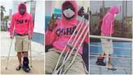 Davido sustains leg injury, lawyer shares photos of singer on crutches