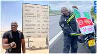 Man riding bike from UK to Lagos reaches Sahara desert, says he heard voices around him, many react