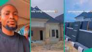 Nigerian man flaunts magnificent bungalow be built from scratch, video shows design of house