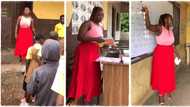 Female teacher posted to a rural area slays in heels and a co-ordinated attire