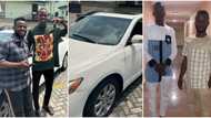 Comedian Sabinus gifts childhood friend MC Monica brand new car, their epic throwback photo emerges