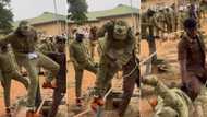 "Spiderman never chop": Youth corper crashes to the ground during drilling in camp, video causes buzz