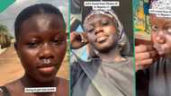 "It's my first time": Ghanaian lady specially prepares, visits Nigeria and eats local foods
