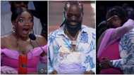 Simi speechless as Adekunle Gold surprises her on live TV show, singer brings birthday cake, drops touching speech