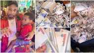 Something huge: Davido’s cousin BRed flaunts cool cash sprayed on son at his 2nd birthday party