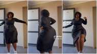"Lord have mercy": Pretty curvy lady in black dress dances with her waist, raises her leg in sweet video