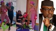 "His legs look strange": Video of Rochas Okorocha and daughter at the gym stirs uproar, people react