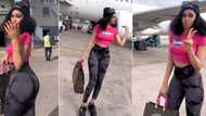 "My husband must not see her": Slim curvy lady with electrifying beauty lands in airport, video causes stir