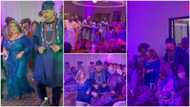 Oyinbo lady dresses in Yoruba attire as she marries Nigerian man, groomsmen try to prostrate for her dad