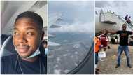 Celebrating little wins: Young Nigerian man celebrates his first experience of flying, shares photos