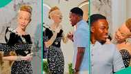Romantic man leaves albino lover blushing during bridal shoot, video melts hearts online