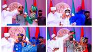 BREAKING: Presidency releases photos of new service chiefs decorated by Buhari