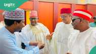 2027 election: Kwankwaso meets APC’s Barau Jibrin, Pius Anyim at Abuja airport, “Defection or strategy?”