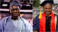 Comic actor Spiff shares cool photos as he bags master's degree, thanks ex-president Obasanjo for mentorship