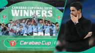 Mikel Arteta reacts after Arsenal lose Carabao Cup final 2:0 to Manchester City