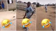 "E pain am": Boy angrily picks up stick to deal with usher in video for telling him where to sit in church