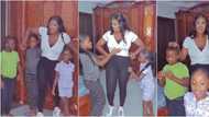 She has 4 kids, look at her tummy: Mercy Johnson in awe of her kids as they boldly advertise her products