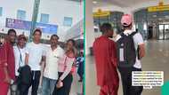 Lady weeps at airport as brother secures opportunity play football abroad after parents' death